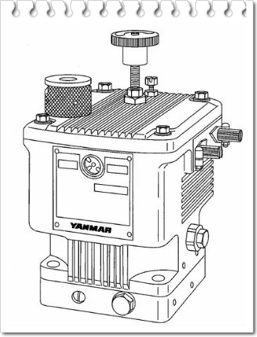Line drawing of a Yanmar NZ series hydraulic governor which is used in very large ships