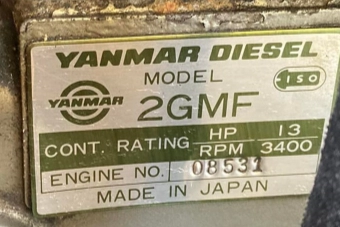 Image showing ID plate from an original 13HP Yanmar 2GMF 