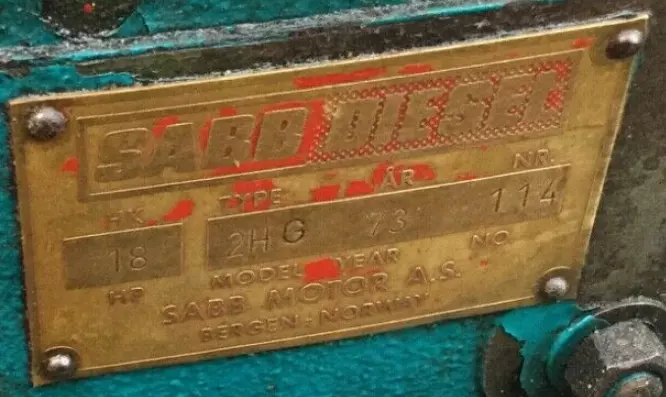 Image of a SABB 2HG nameplate