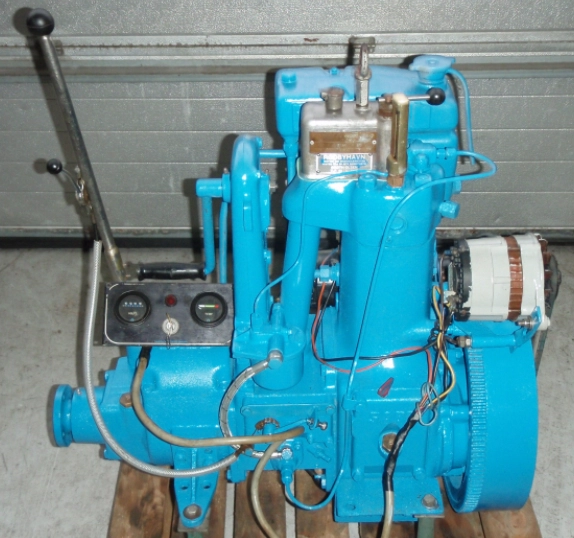 Image showing a SABB Type 'GG' marine diesel engine. That 's a type 'G' with Ahead Neutral and Astern cone type gearbox and a large gear lever on port side.