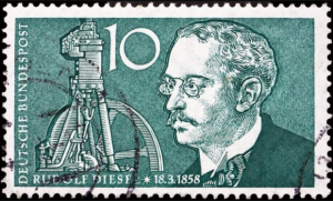 Image showing Rudolf Diesel commemorated on a German stamp